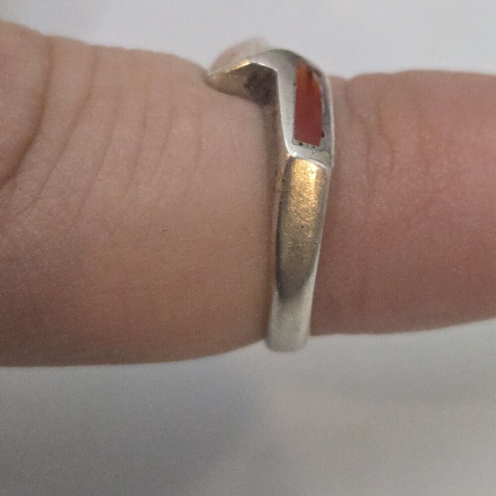 Stackable Sterling Silver Red Coral Teardrop Adju… - image 2